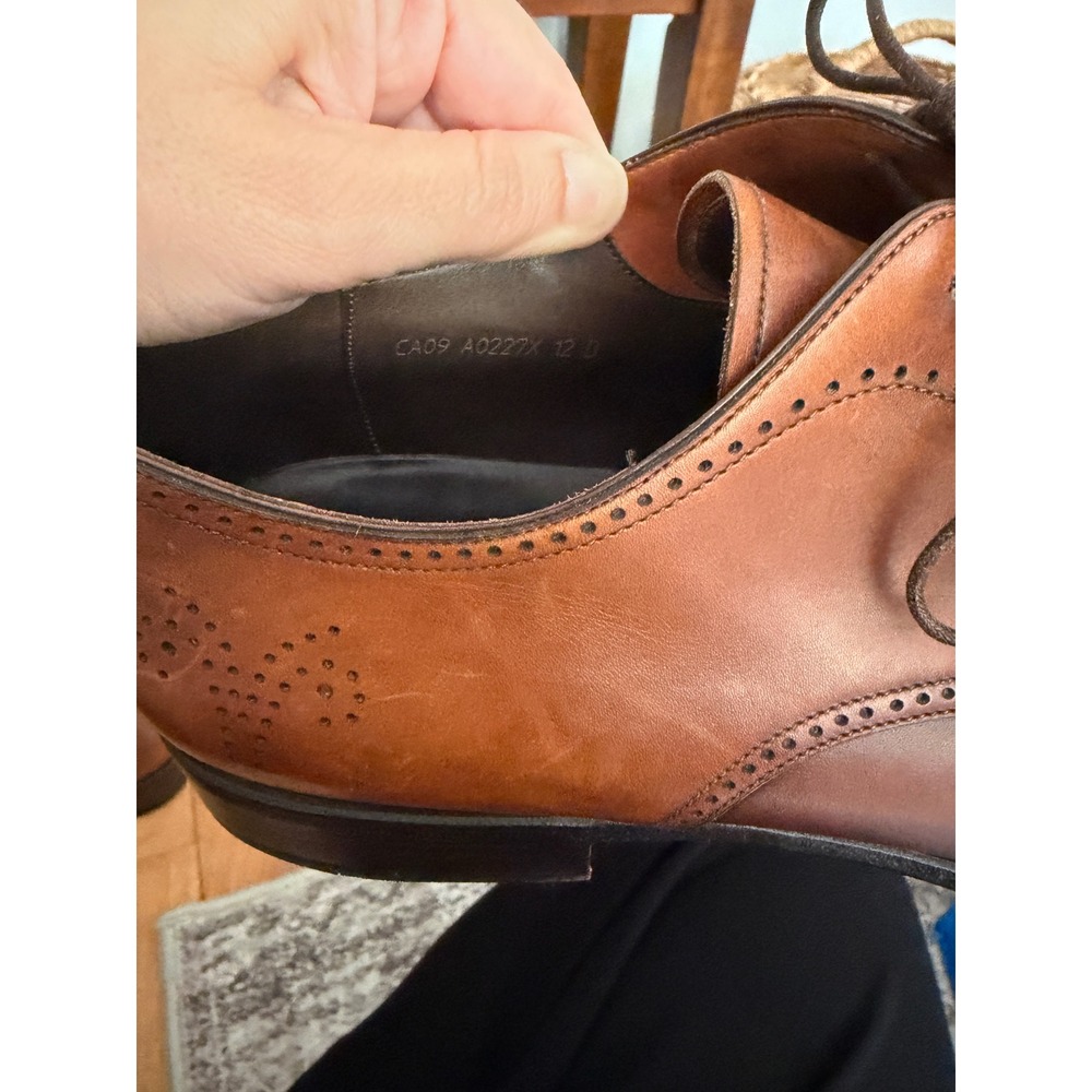 Ermenegildo Zegna Brown Leather Derby Dress Shoes Mens 12 Italy - Picture 9 of 11